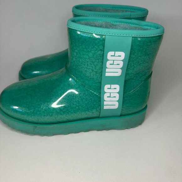 UGG Classic Clear Mini rain boots in the "Tide Pool" color Size 7 Womens - Picture 4 of 10